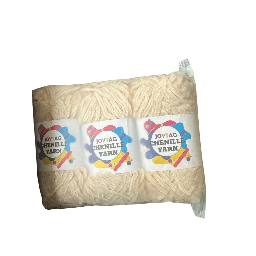 Joytag Chenille Yarn Beige Bulky Weight Crafting Supplies Knitting Crochet lot 3